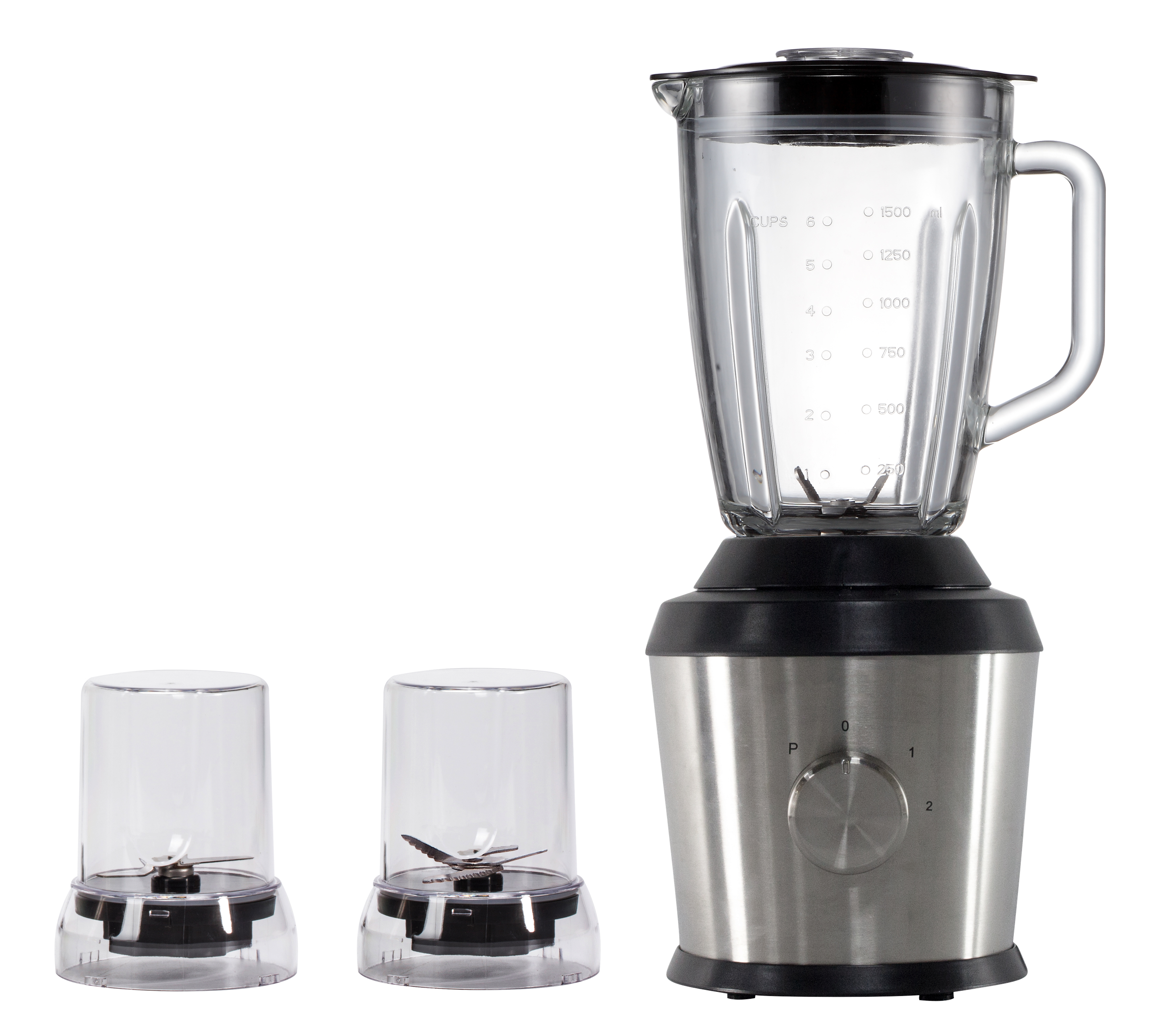 Blender Glass Jar Stand Electric Multifunctional with Grinder Mincer Silver 3IN1